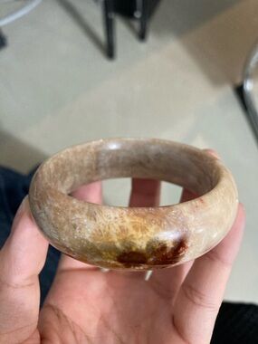 Natural Brown Coral Stone Bangle Bracelet